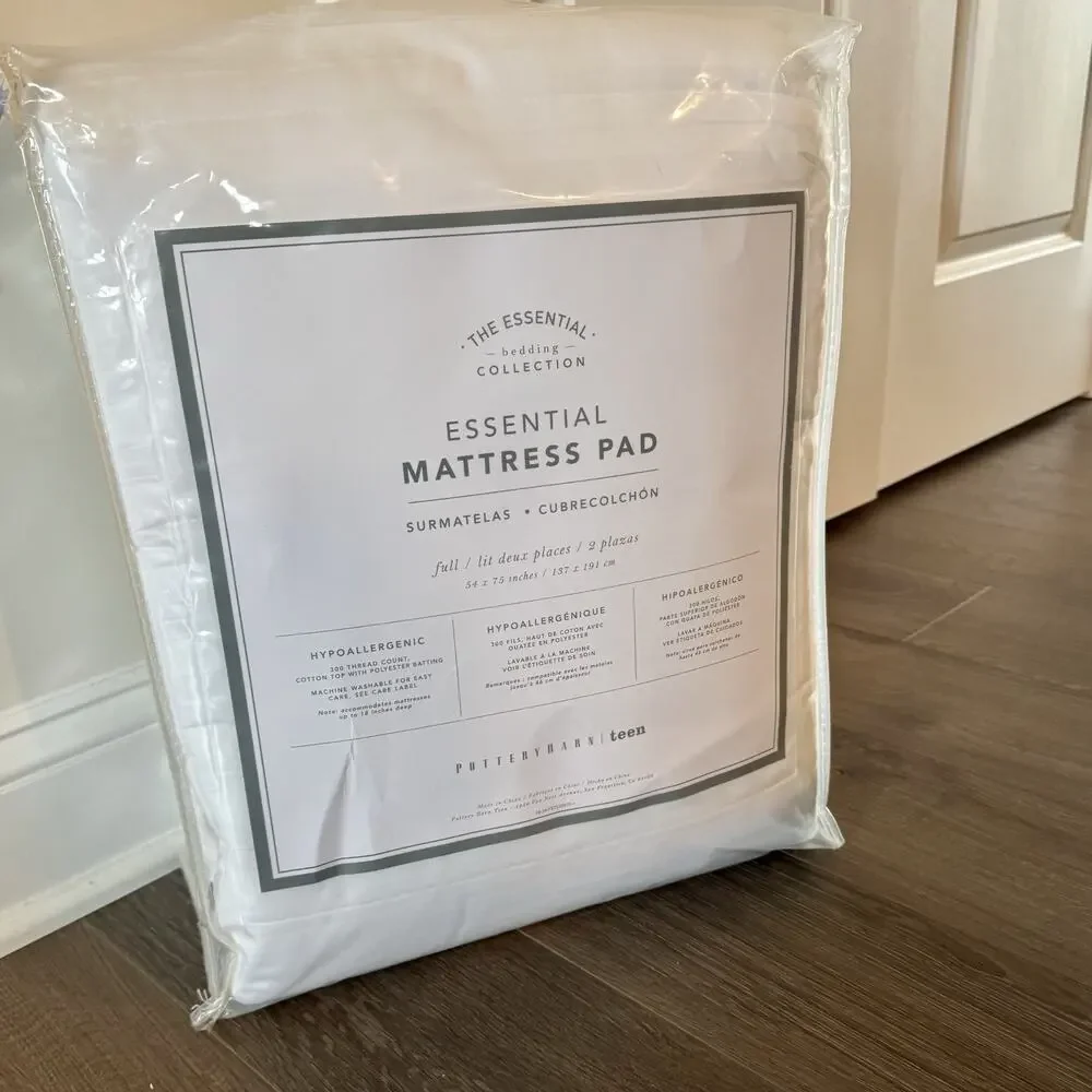 Pottery Barn Teen Essential Mattress Pad Cover WHITE FULL 54